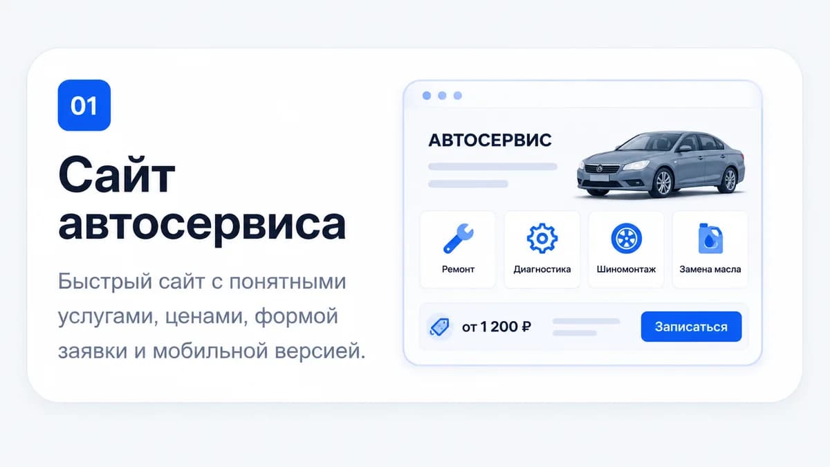 Шаг 1: Сайт автосервиса Мобильная инфографика: шаг 1. Сайт автосервиса