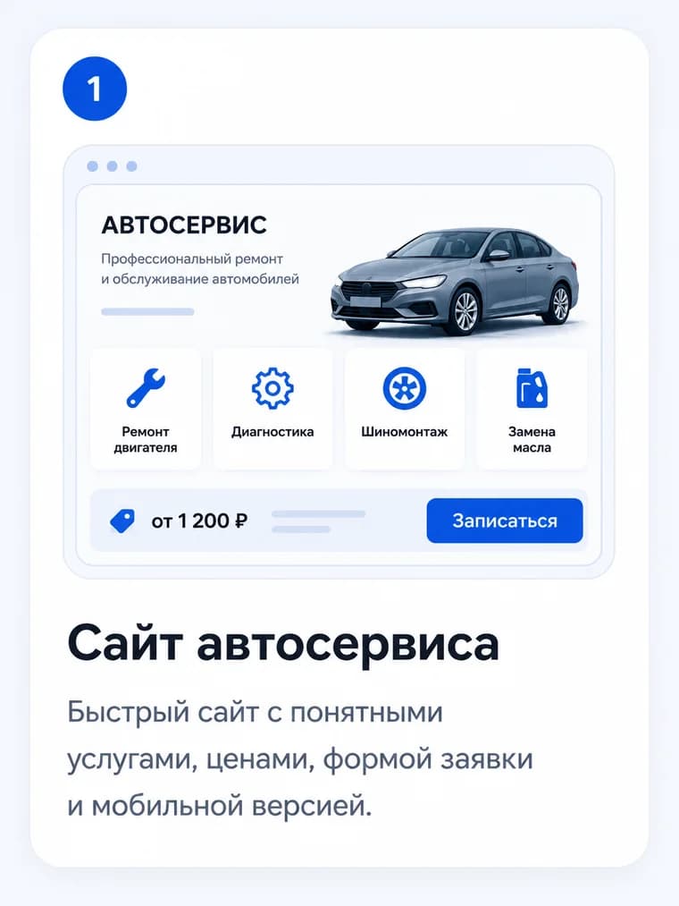 Шаг 1: Сайт автосервиса Инфографика: шаг 1. Сайт автосервиса